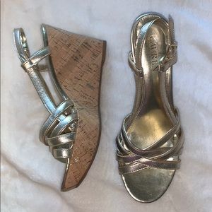 Ralph Lauren Gold Strappy Wedges